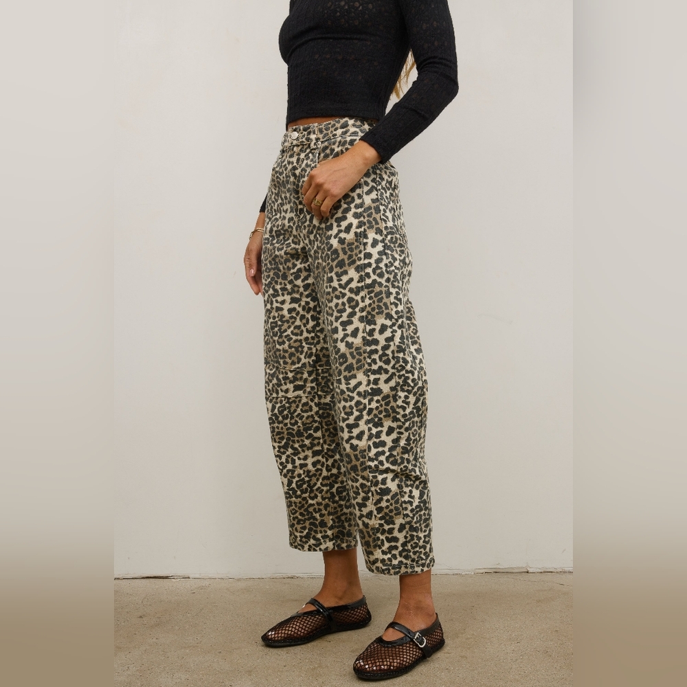 bohme Neutral Leopard-Print Cropped Jeans - Picture 2 of 12